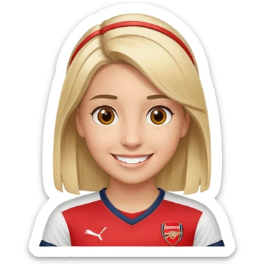 Happy blond brown eyed female arsenal fan sticker