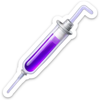 medical syringe containing a violet liquid sticker