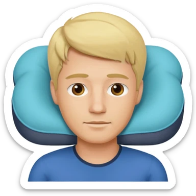 blonde man using travel pillow  sticker