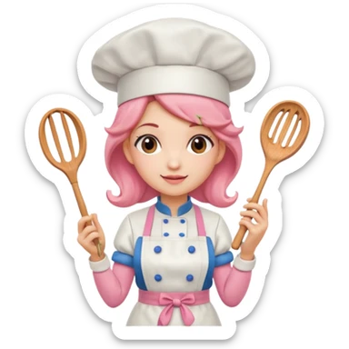 Pink chef princess peach sticker