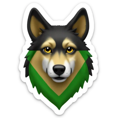 Jamaican color wolf. Green, black and gold sticker