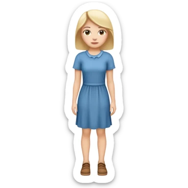 Create me an emoji of a full body white female in a casual dress, looking to her right. sticker