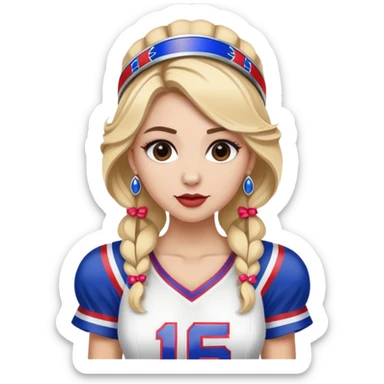 Blonde bride with buffalo bills jersey and head pieces  sticker