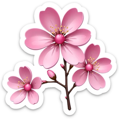 Stylized pink glitter cherry blossom flower (sakura) sticker