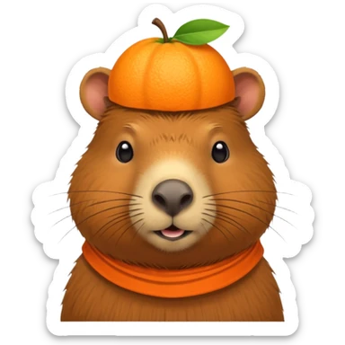 Capibara cu o portocala pe cap sticker