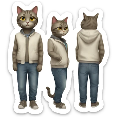 cat with clothes sticker