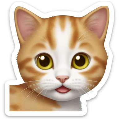 Small Ginger kitten with olive eyes and white face sticker