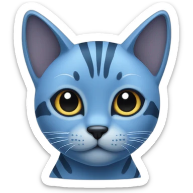 Blue cat with 2 little black stripes on the forehead sticker