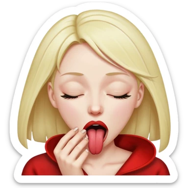 woman strangling herself with tongue out and eyes closed  sticker