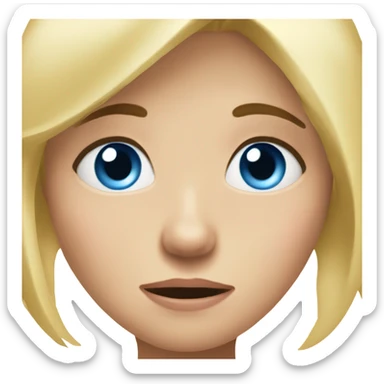 a cute blonde blue eye girl shocked like a classic emjio sticker