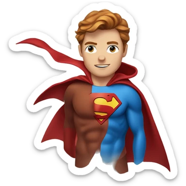 Flying superman with redish brownish hair, blue eyes sticker