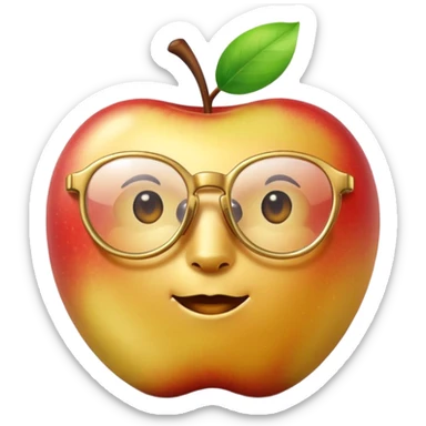 golden apple with glasses and no face sticker