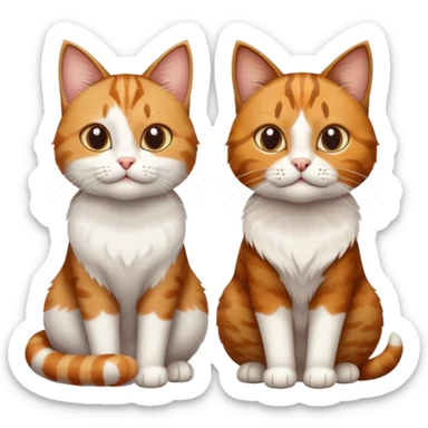 3 cats and each are different natural colours including  brown tabby and white, calico, and ginger and white sticker