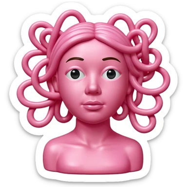 Jeff Koons style pink spam spaghetti art bust sculpture  sticker