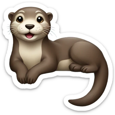 happy otter chilling on a blue couch sticker