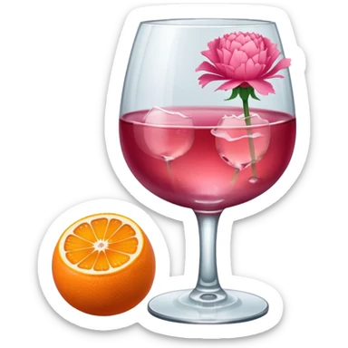Pink wine, ice and orange carnation sticker
