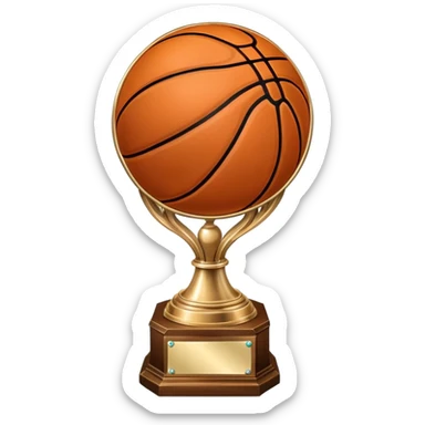 gleaming bronze basketball trophy, polished bronze basketball with classic seams sticker