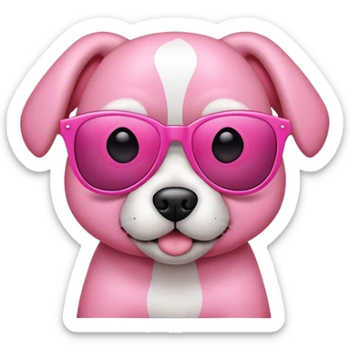 Pink dog with sunglasses  sticker
