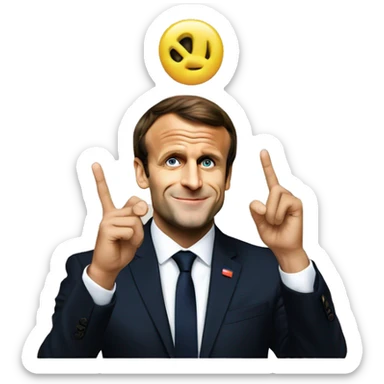 emmanuel macron making a peace sign sticker