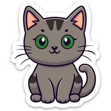 brownish gray cat with green eyes close together sticker