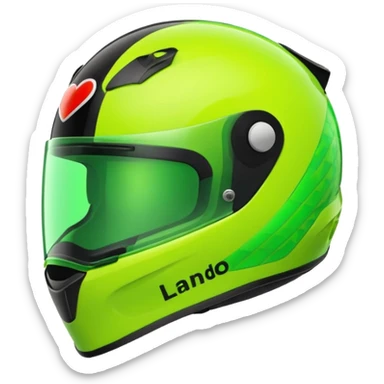 ate a Florecent green heart emoji as the same patterns as Lando Norris's helmet sticker