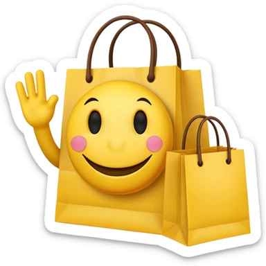 HAPPY SMILEY FACE EMOJI WITH SHOPPING BAGS IN EACH HAND sticker