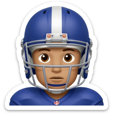 College football player helmet in deep royal blue color add face sticker