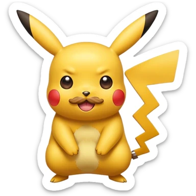 Pikachu with a curly moustache sticker