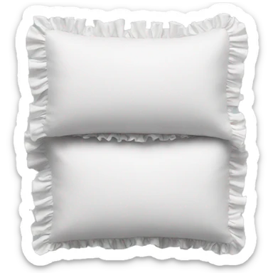 3 white pillows with ruffles different sizes sticker