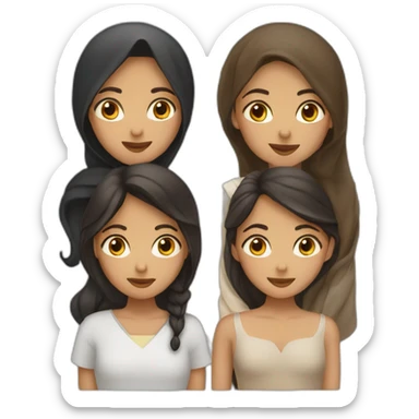 3 girls one veiled, one brunette, one Indian sticker