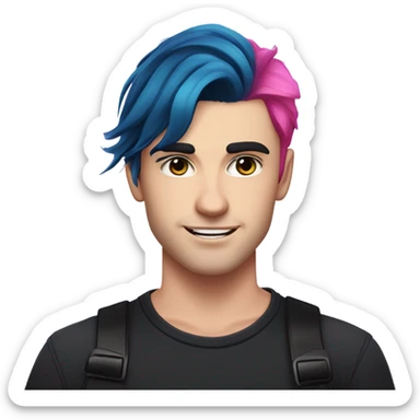 An pale emo guy with a pink haired gf sticker