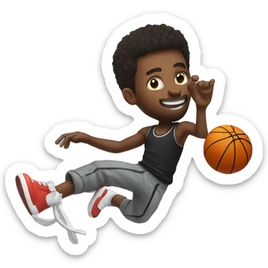 Guy flipping off of a trampoline into a dunk sticker