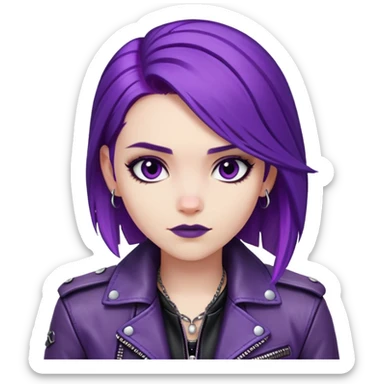 Mal from Descendants, purple hair, leather jacket, edgy style sticker