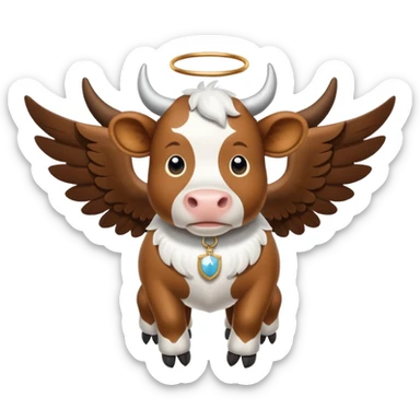 a flying cow with wings and a collar with the Text „maxim“ sticker
