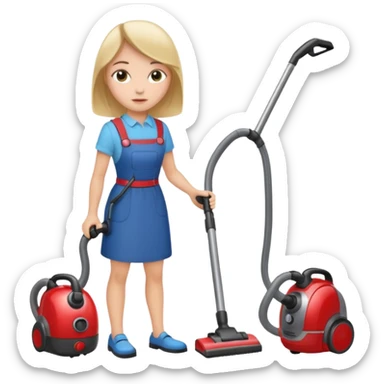 Girl with a vacuum cleaner sticker