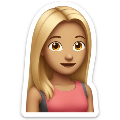 Girl with waist length straight hair over her shoulder  sticker