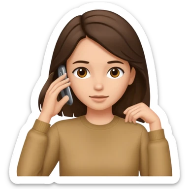 gen z brunette tucking hair behind ear sticker