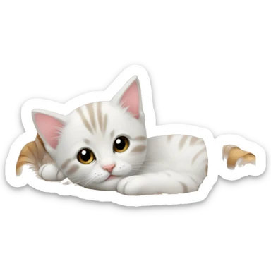 Kitten curled up in a basket sticker