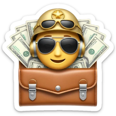 Aviator money emoji, wallet full of cash, casino vibe, premium 3D emoji style, clean, no background
 sticker