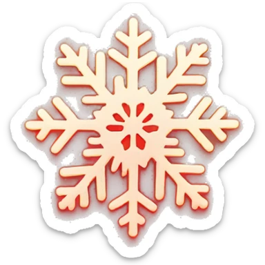 snowflake, soft glow, subtle red and green sticker