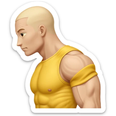 Emoji of Shoulders Muscle from side view, the human is yellow like on iphones. He has big shoulders. He is completely yellow and has no hair or facial expressions sticker