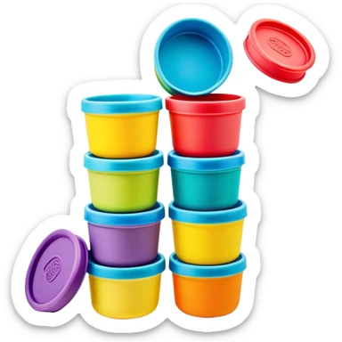 Play-Doh containers with colorful clay sticker