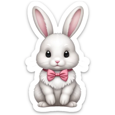 cute rabbit with bow tie, bunny with decorative ribbon sticker