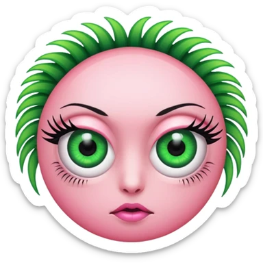 pink green eyeballs lashes only no hair sticker