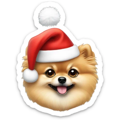 pomeranian pup wearing santa hat sticker