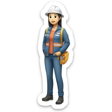 full body character asia worker sticker