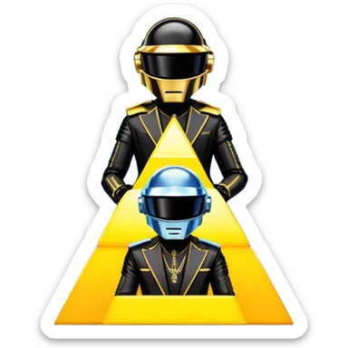 Scène Alive des daft punk en forme de pyramide illuminée et colorée. sticker