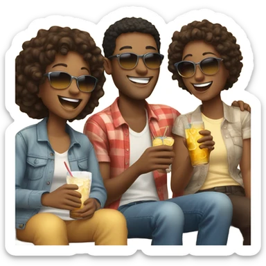 friends enjoying a sunny day sticker