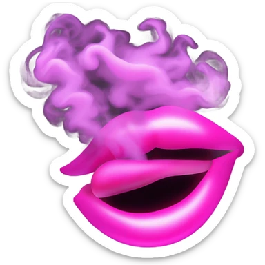 Neon pink lips smoke and release smoke sticker