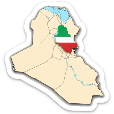 Iraq map with kuwait  sticker